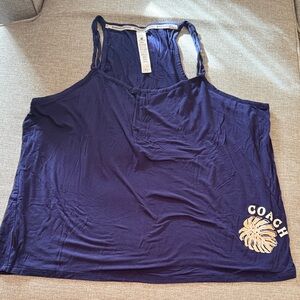 Beachbody Blue Tank Top with Leaf Accent